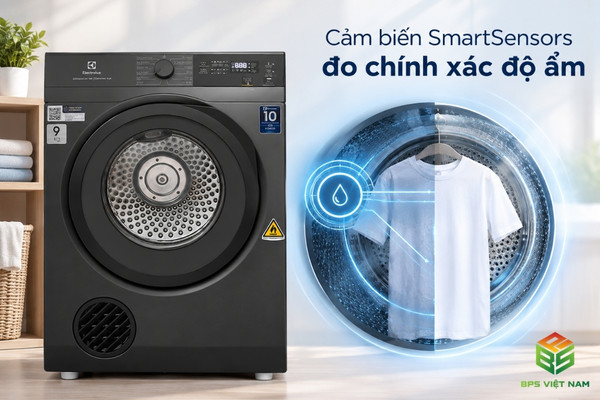 Máy sấy quần áo Electrolux EDV904N3SC trang bị cảm biến SmartSensors
