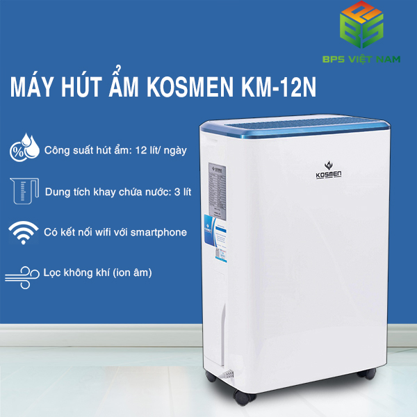 máy hút ẩm kosmen km-12n mẫu 2025