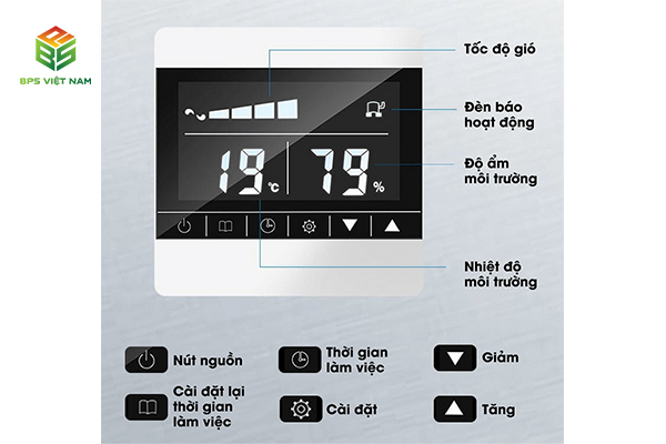 máy hút ẩm kosmen km-136e trang bị bảng điều khiển thông minh