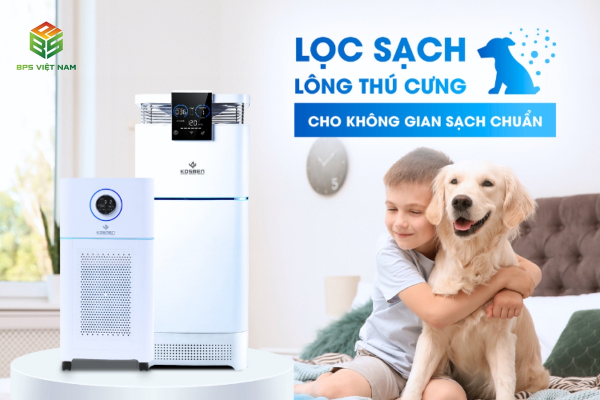 Máy lọc không khí lọc sạch lông chó mèo, cải thiện chất lượng không khí