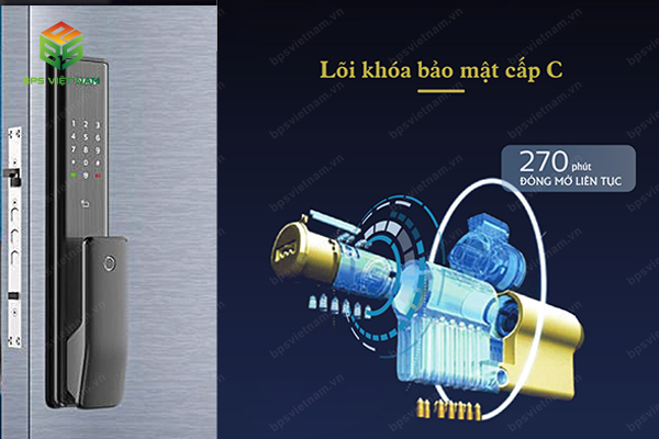 Khóa thông minh Philips Alpha-5 trang bị Lõi khóa bảo mật cấp C chống cắt, chống cạy