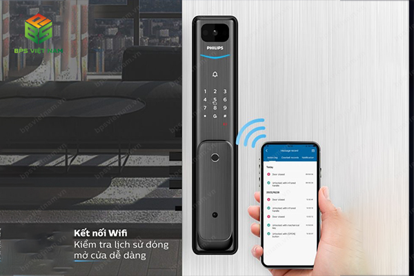 Khóa cửa thông minh Philips Alpha V-5HWS Kết nối wifi, giám sát mọi hoạt động ra vào trong nhà