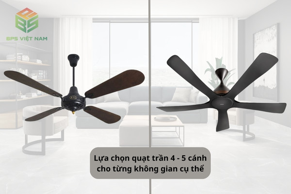 So sánh quạt trần 4 cánh và 5 cánh - Ưu nhược điểm 