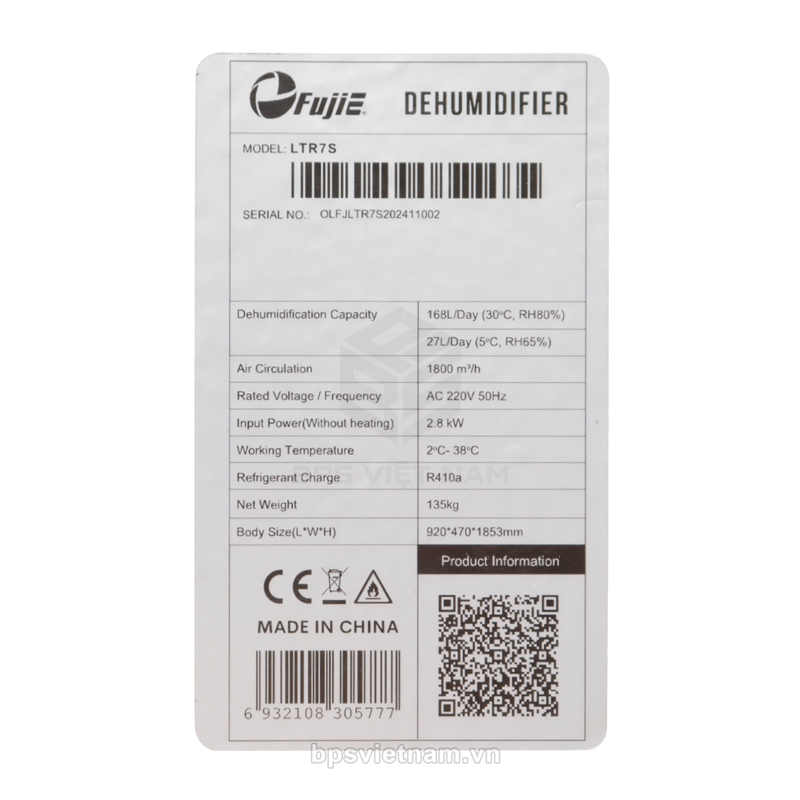 Máy hút ẩm công nghiệp Fujie LTR7S (168 Lít/24h)-9