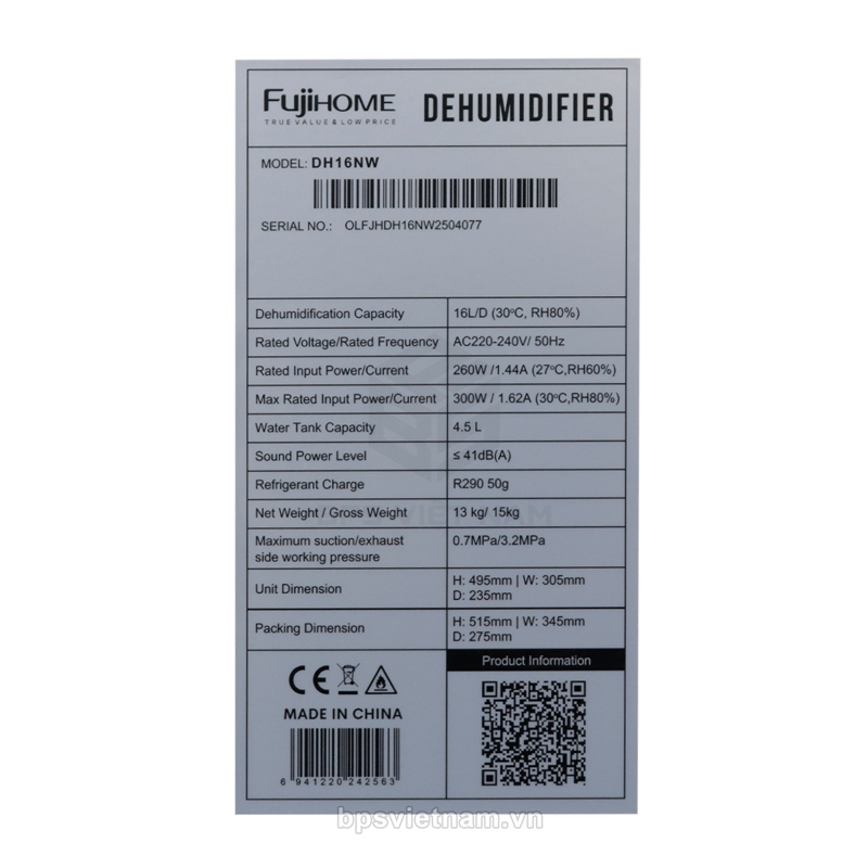 Máy hút ẩm FujiHome DH16NW (16 Lít/24h)-10