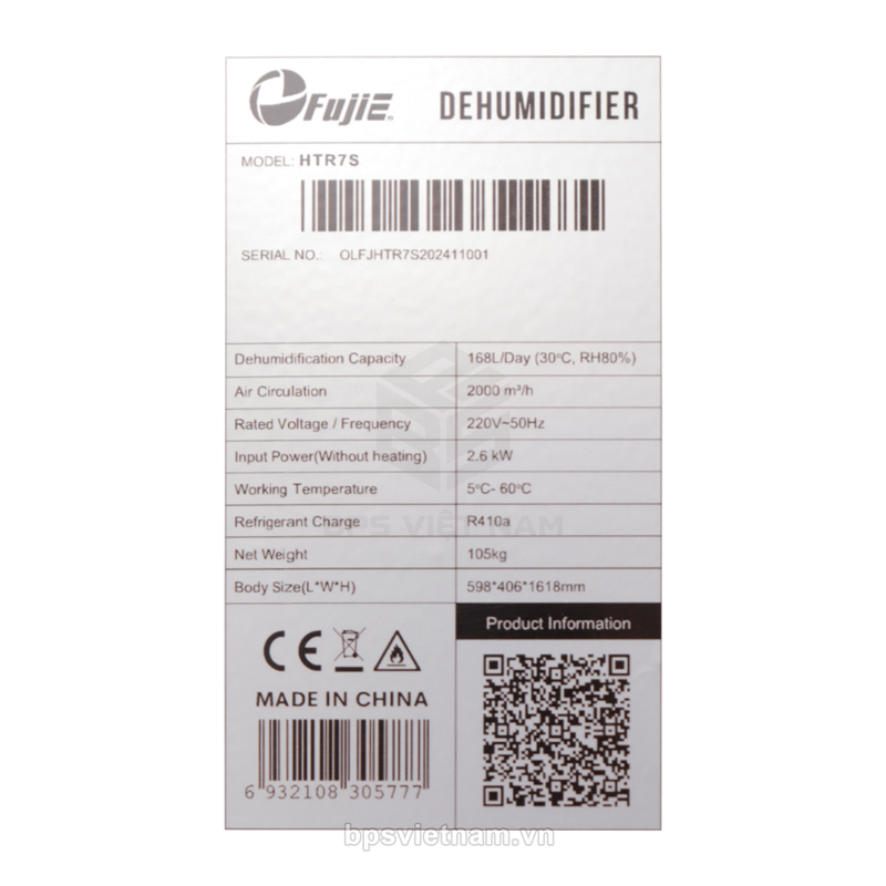 Máy hút ẩm công nghiệp Fujie HTR7S (168 Lít/24h)-9