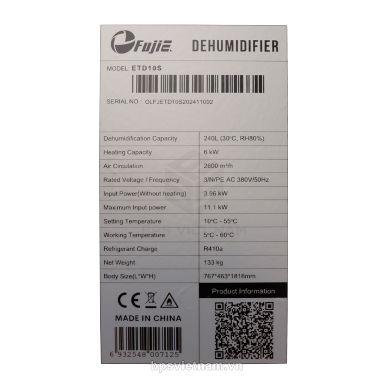 Máy hút ẩm công nghiệp Fujie ETD10S (240 Lít/24h)-9